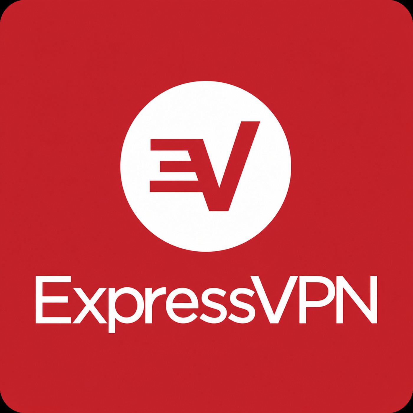 ExpressVPNs varumärkeslogotyp på röd bakgrund