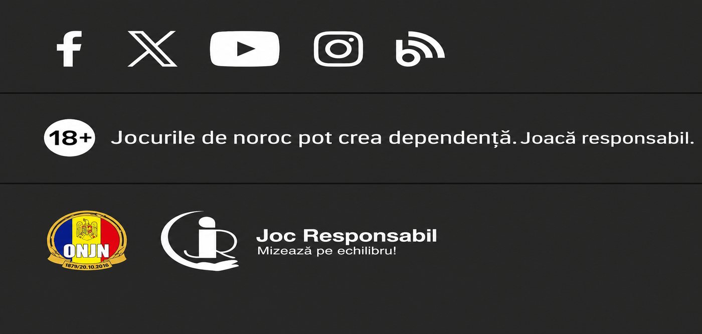Logotyper för sociala medier och rumänsk information om ansvarsfullt spelande