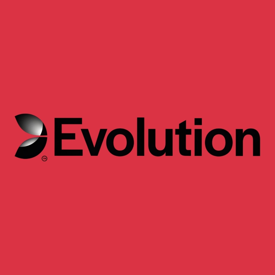 Logotyp för spelutvecklaren Evolution på röd bakgrund
